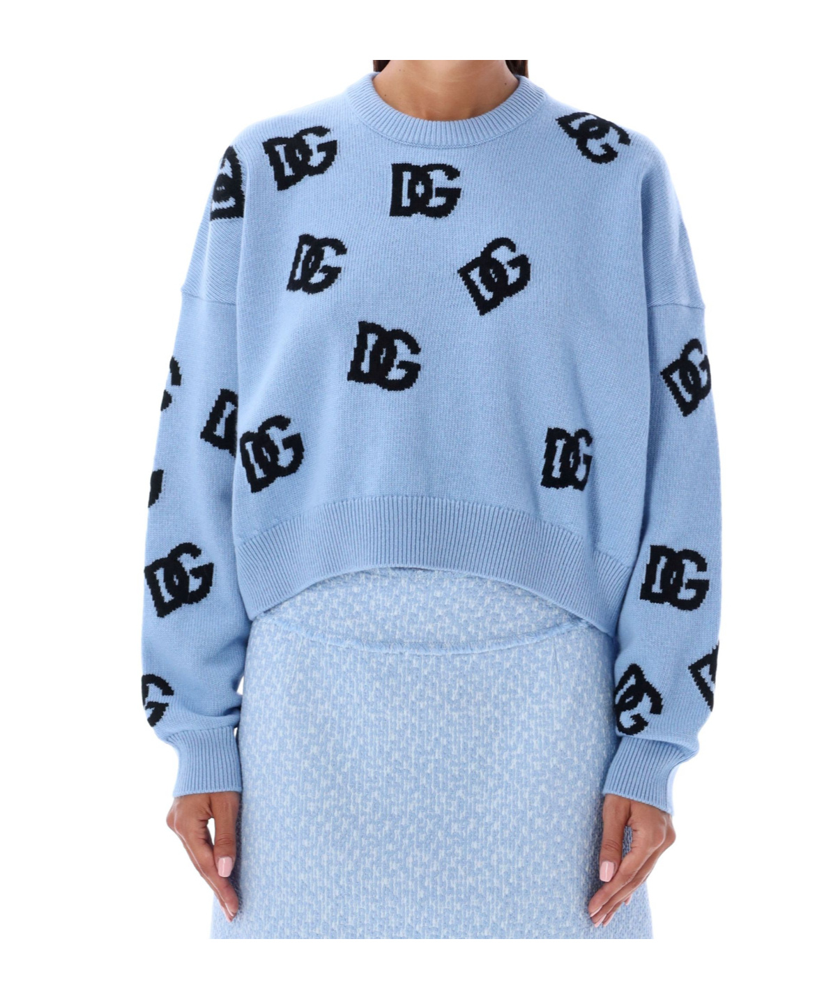 Dolce & Gabbana Woman Sweater Sky Blue Size 4 Virgin Wool In Blue