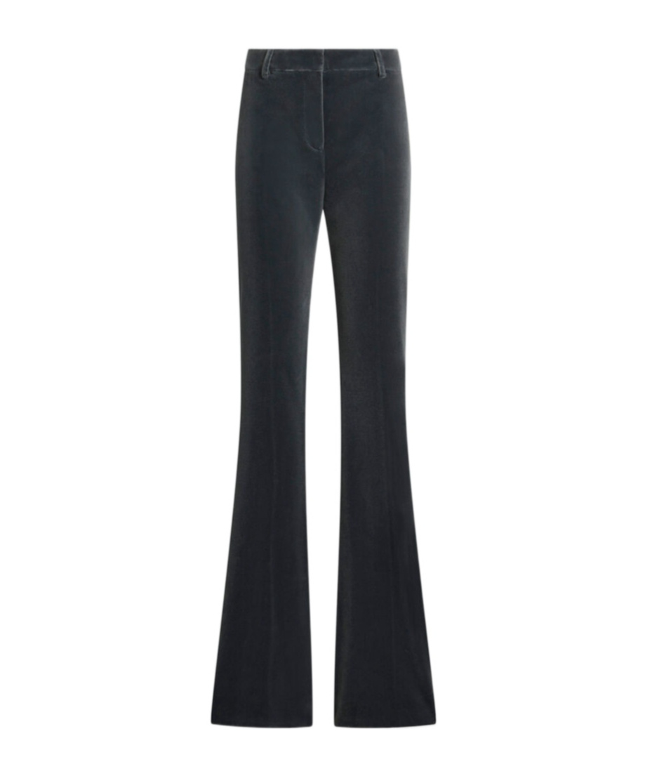 Etro Velvet Flared Hem Trousers Pockets In Black
