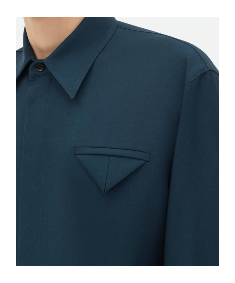 Shop Bottega Veneta Light Wool Twill Shirt In Blue
