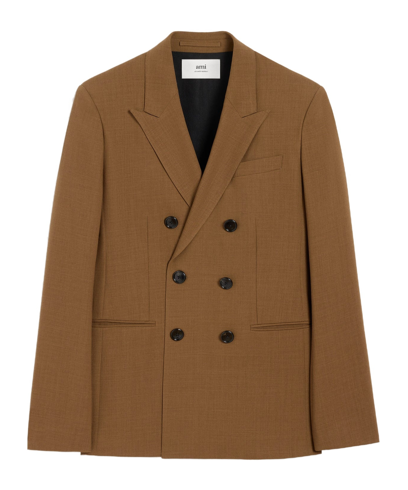 Ami Alexandre Mattiussi Brown Wool Double Breasted Jacket Brown In Brown