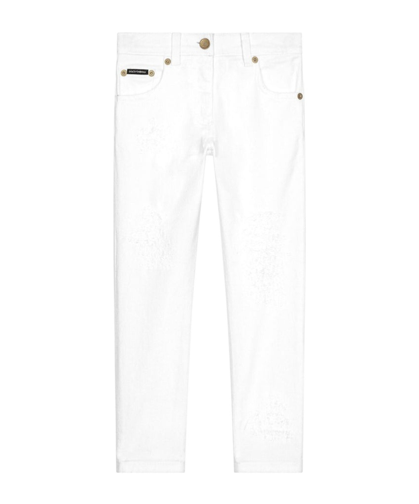 Dolce & Gabbana Logo-plaque Slim-cut Jeans In White