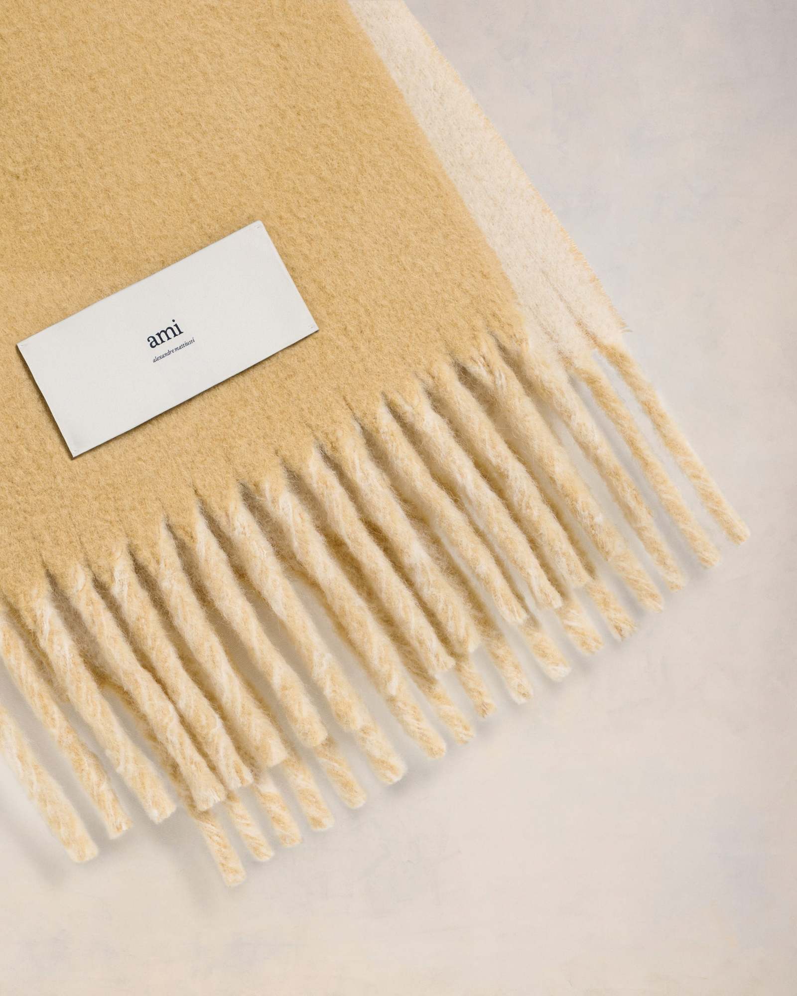 Ami Alexandre Mattiussi Fringed Wool Blend Scarf In White