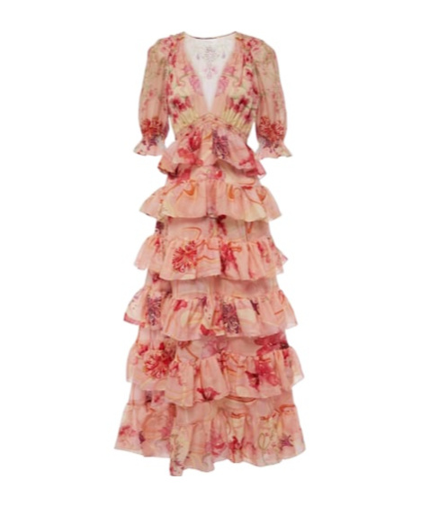 Camilla Embellished Floral Cotton And Silk Maxi Dress In Pink