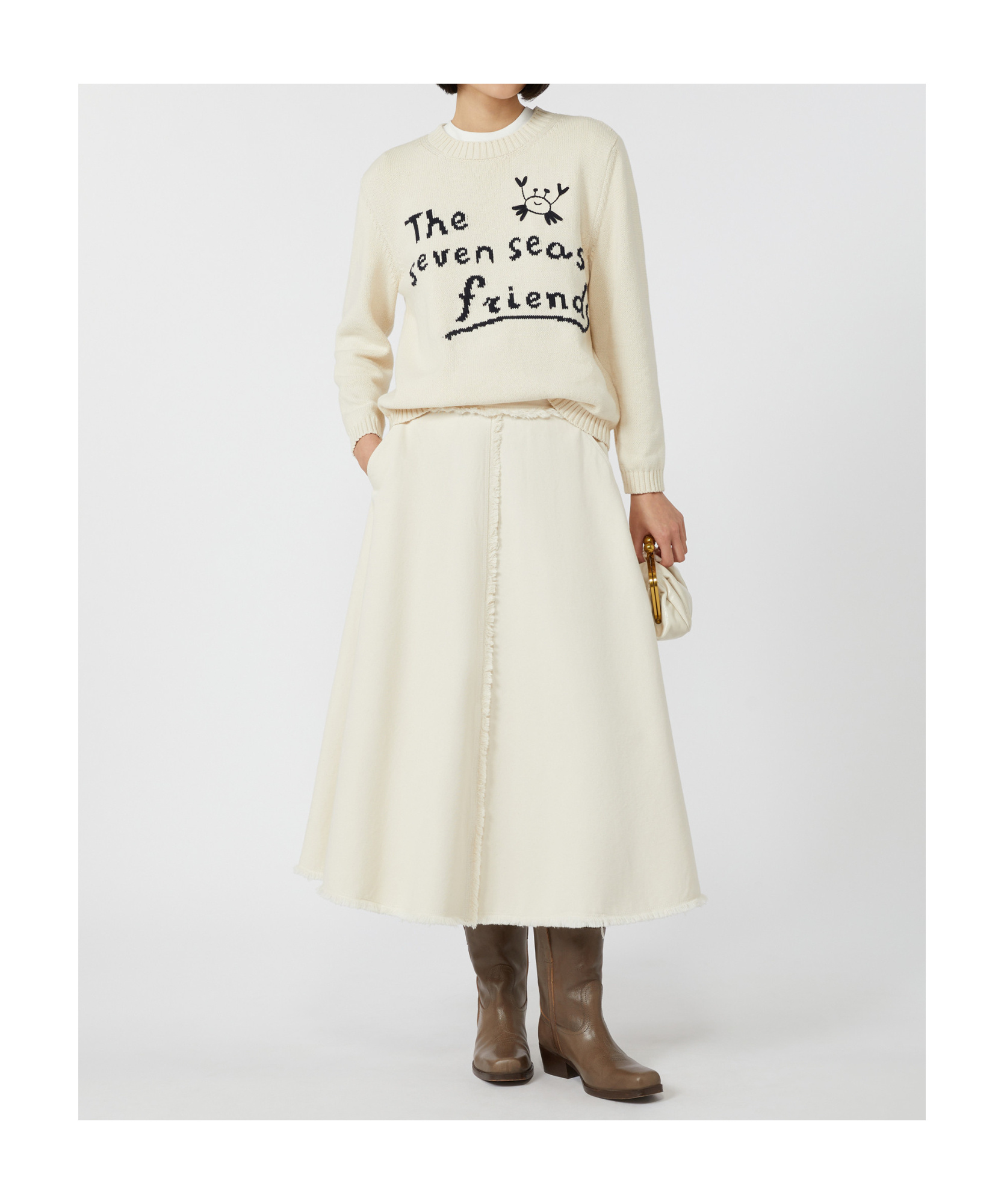 Weekend Max Mara Long Sleeve Sweater In White