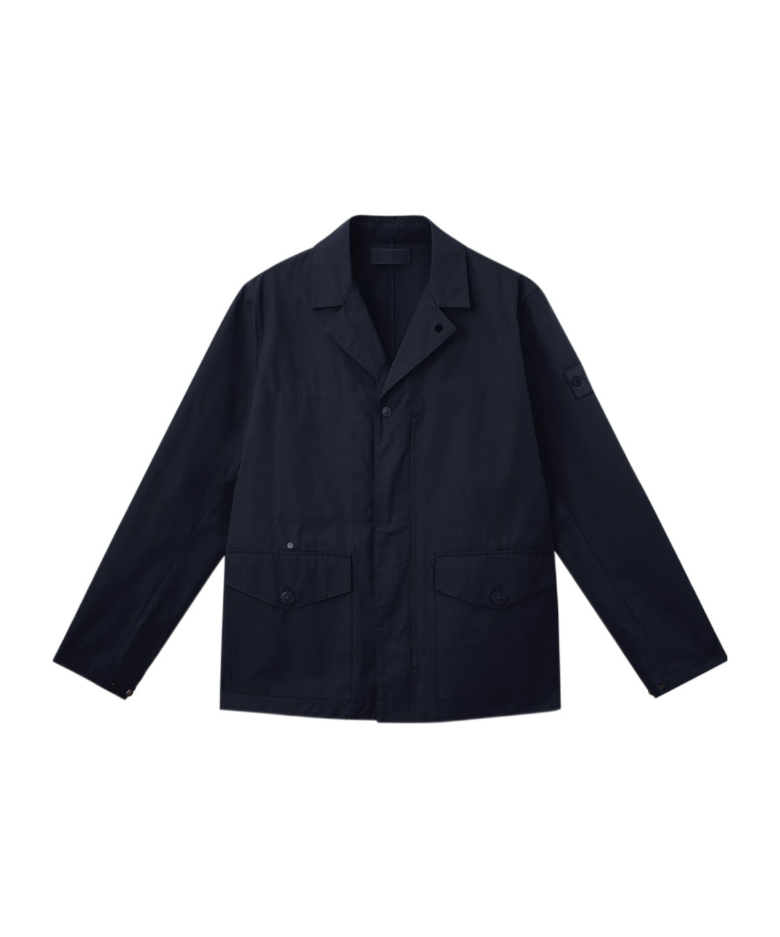 Stone Island Blazer With Natural Weather Barrier And Two-way Zip In Navy Blue