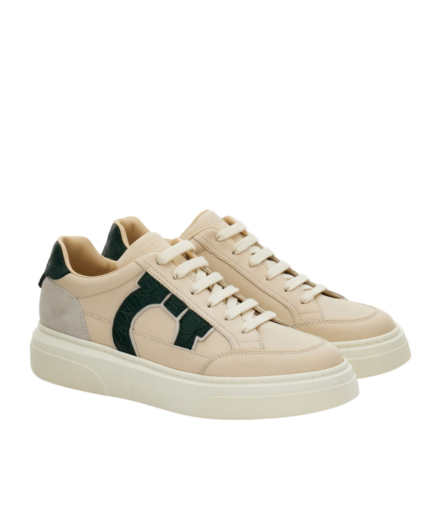 Ferragamo Gancini Logo Low-top Sneakers In Multi