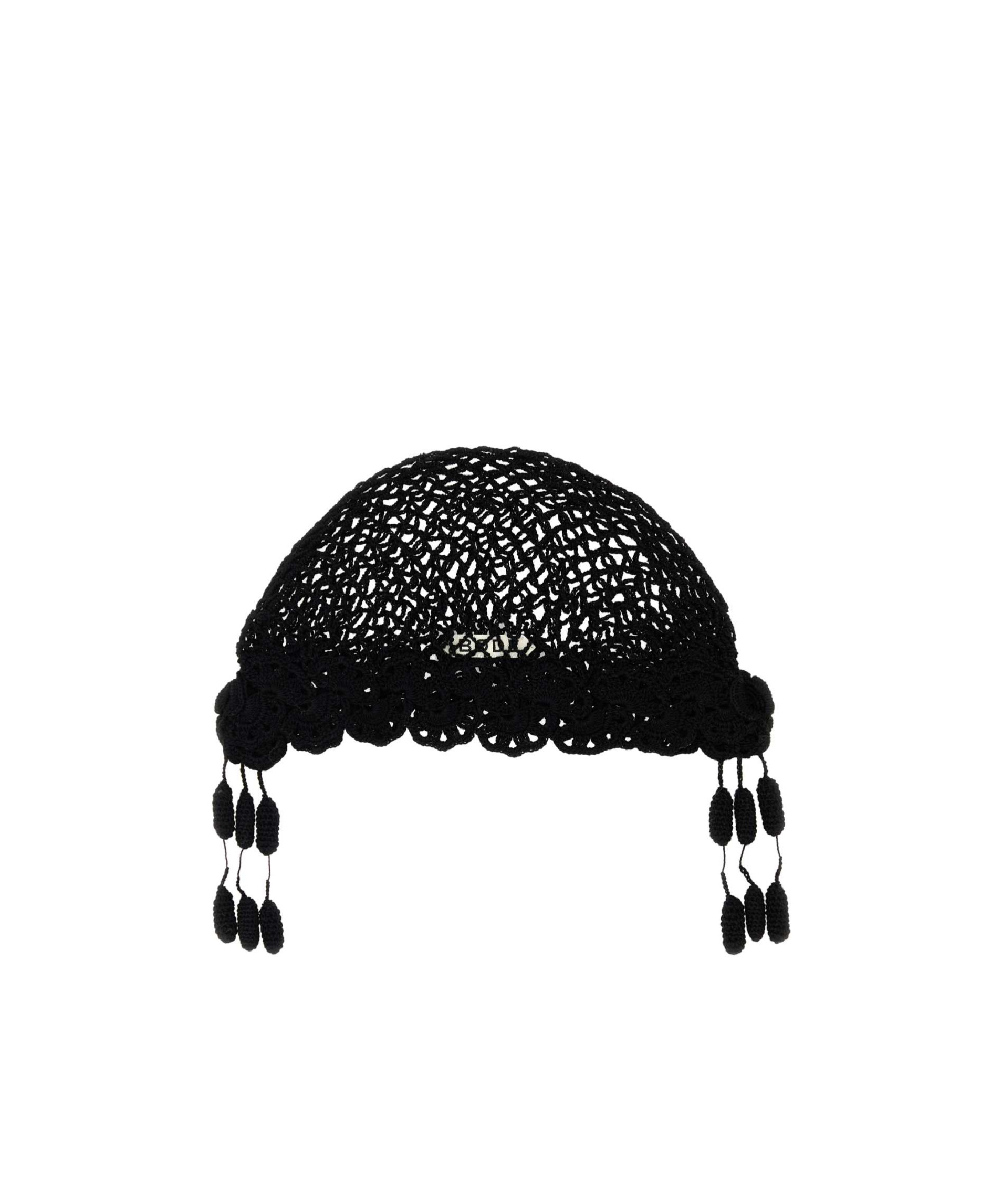 Bode Black Crochet Hat In Black