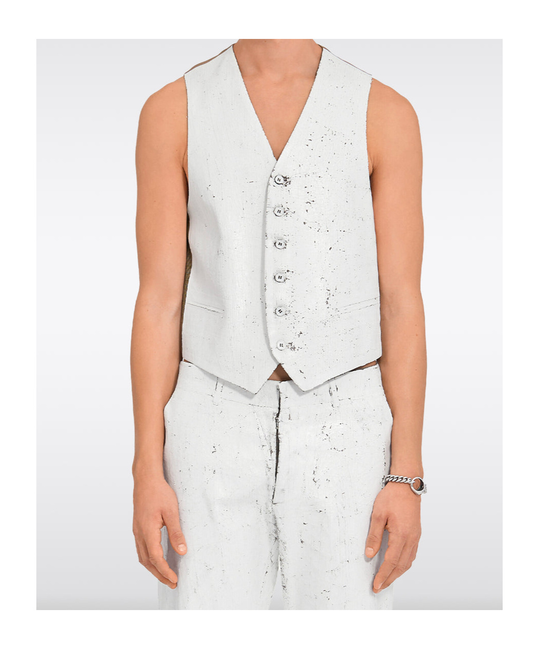 Shop Mm6 Maison Margiela Half-painted Waistcoat In White