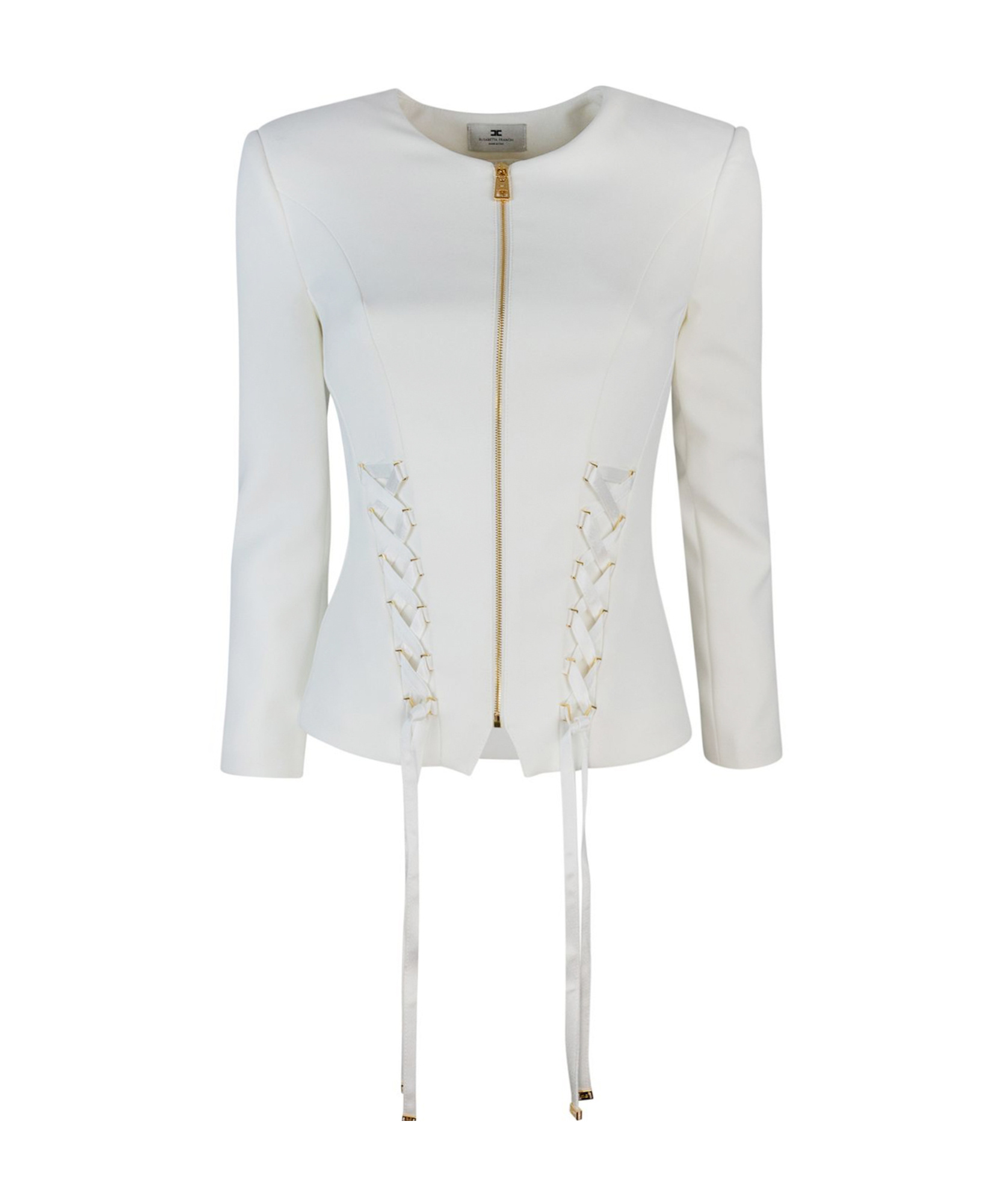 Elisabetta Franchi Crêpe Jacket With Criss-cross Laces In White