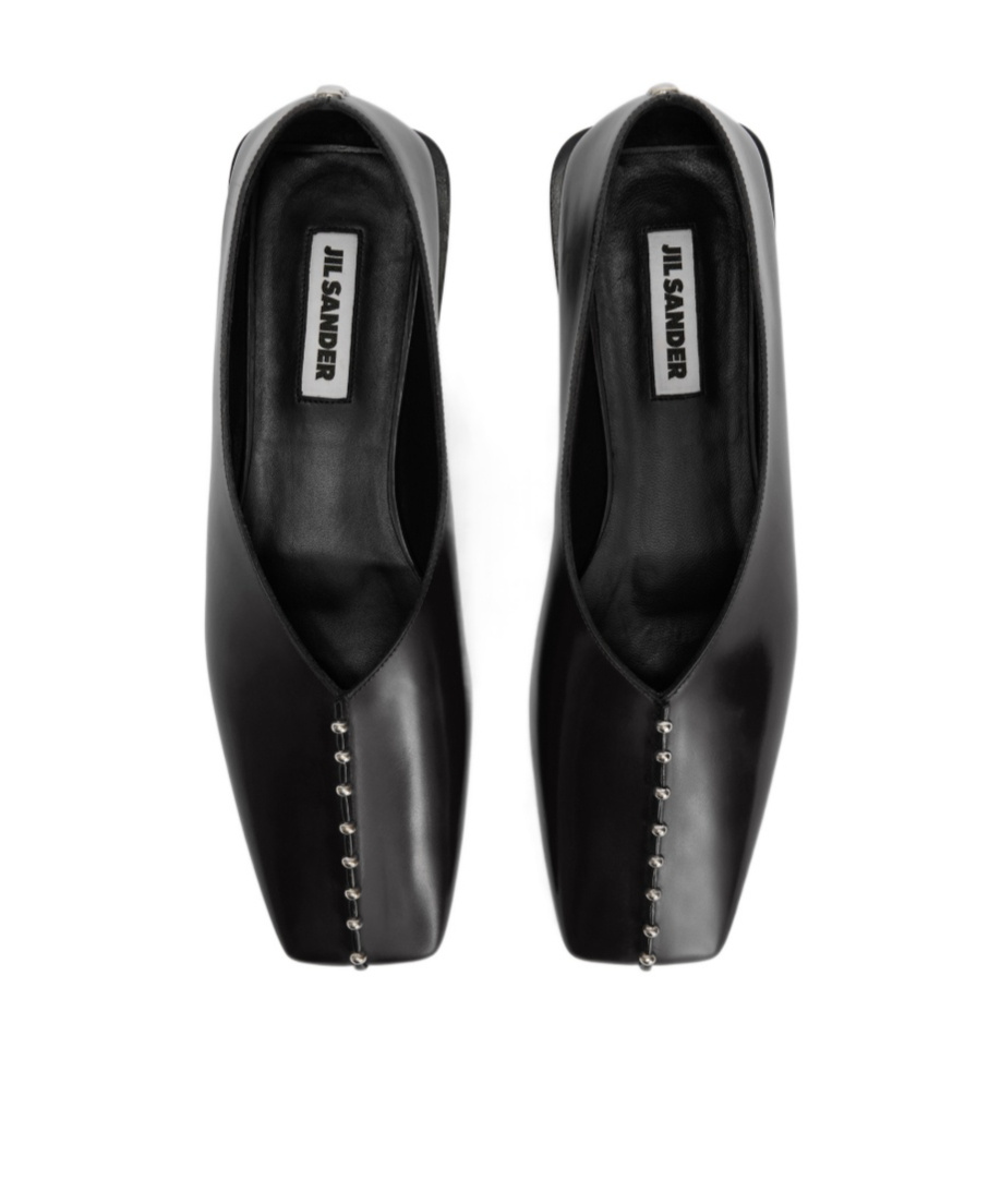 Jil Sander Studded Pointed-toe Flats In Black