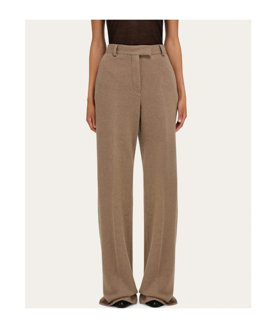 Ferragamo Pure Wool Tailored Trouser In Brown