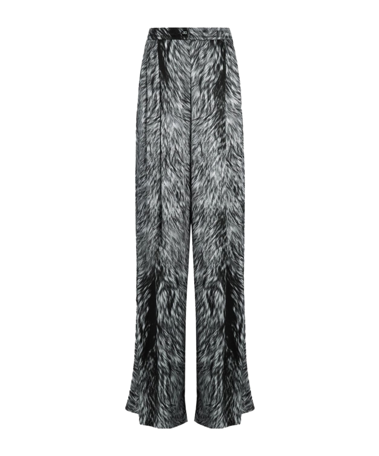 Dolce & Gabbana Silk Satin Pajama Pants With Fur Print