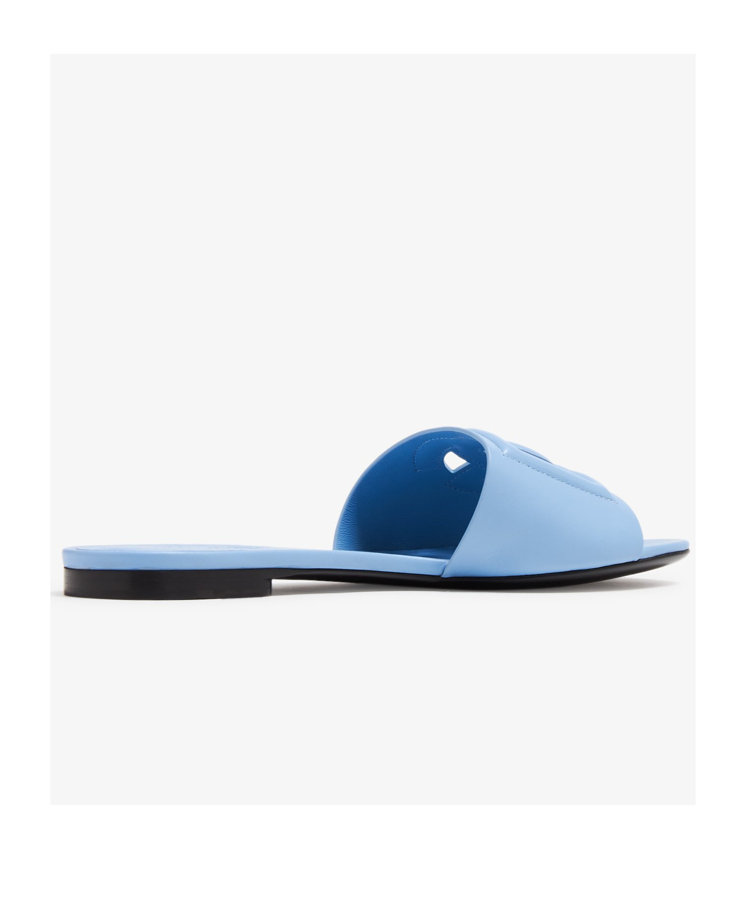 Dolce & Gabbana Women's Leather Slides With Cut-out Logo In Blue