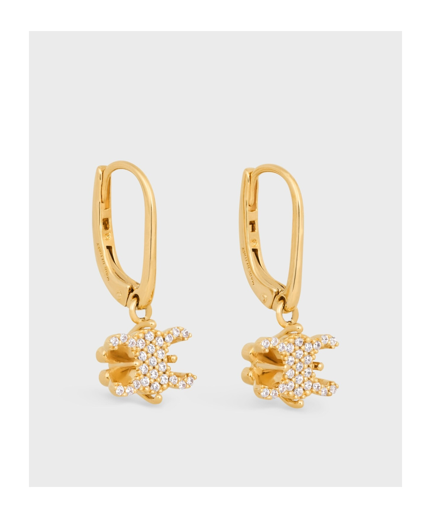 Celine Triomphe Solitaire Sparkle Earrings In Strass And Brass With Gold Finish