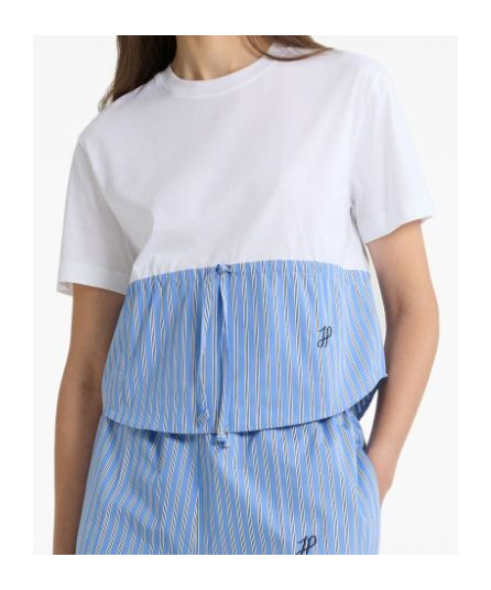 Patou Drawsgtring Waist Panelled T-shirt Clothing In White
