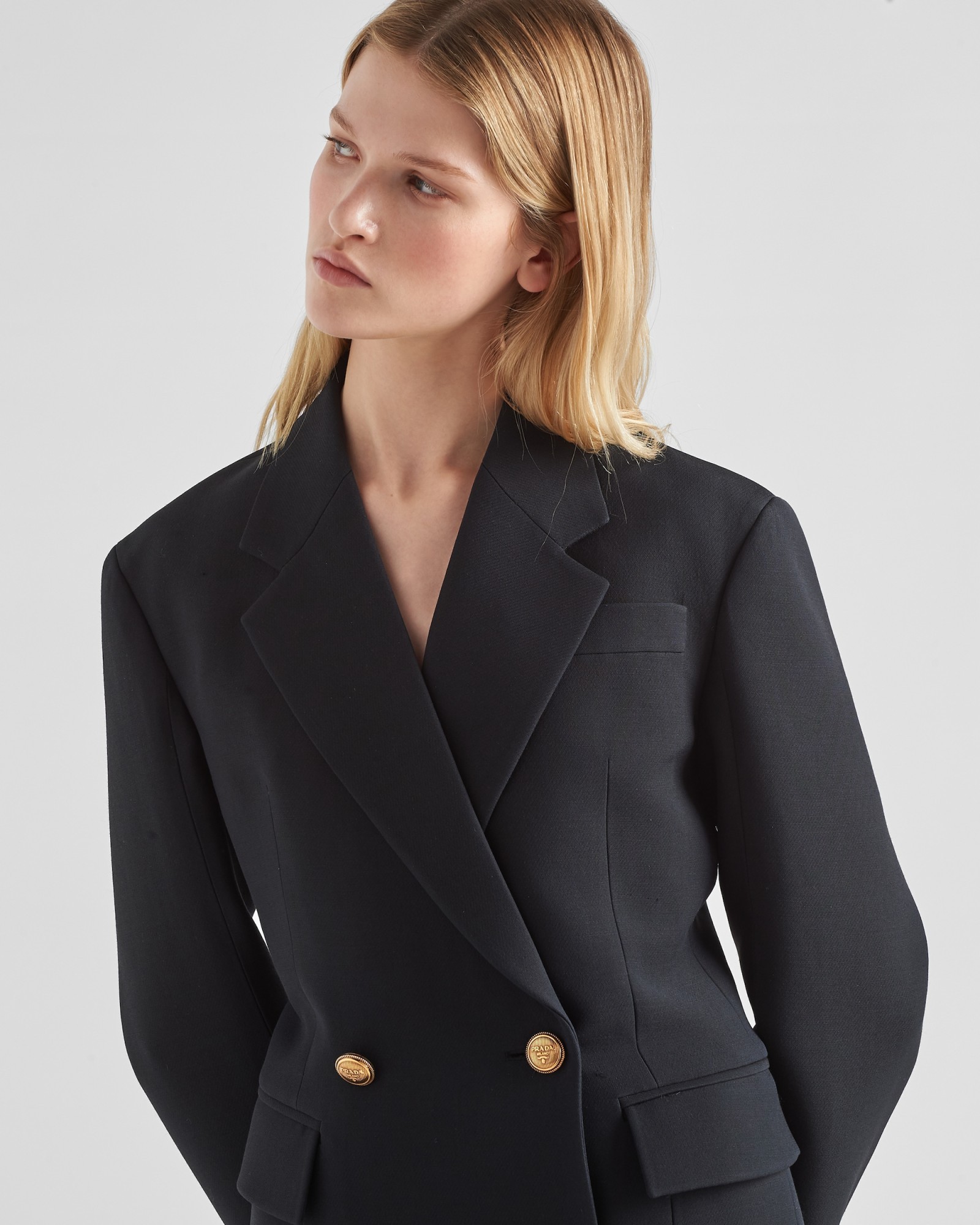 Prada Wool Double-breasted Suit Jacket In Black