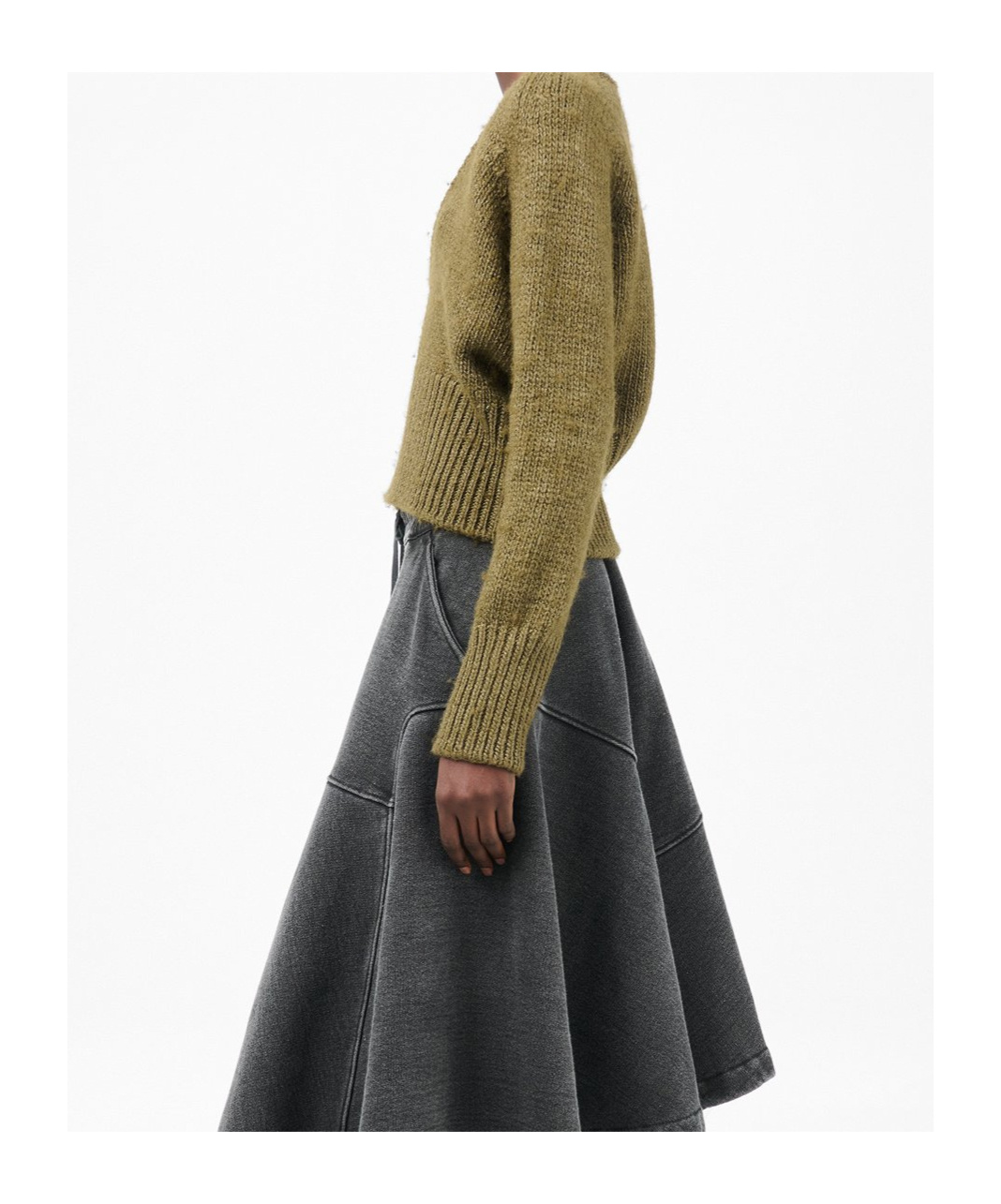 Our Legacy Cropped Brown Knitted Sweater In Green