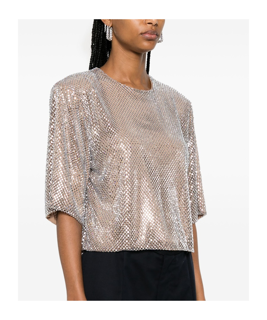 Giuseppe Di Morabito Embellished Metallic Keyhole Back Blouse In Nude