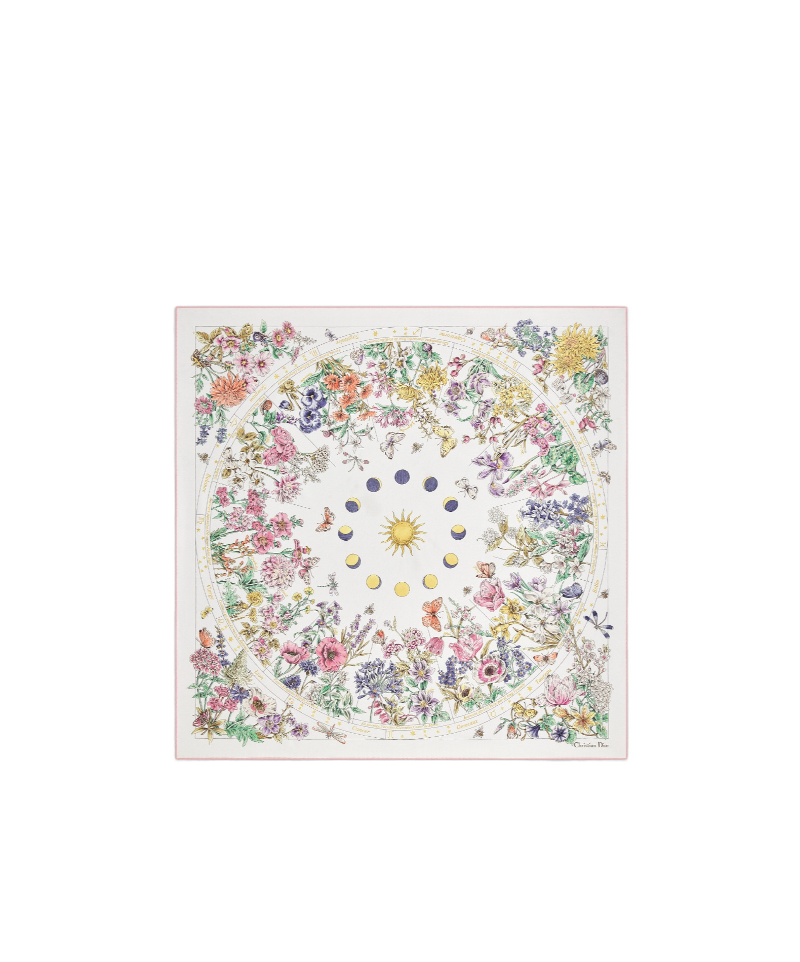Dior Astral Flowers 90 Square Scarf In White