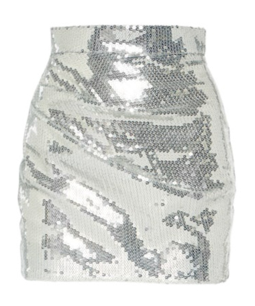 Alex Perry Sequined Miniskirt In Silver
