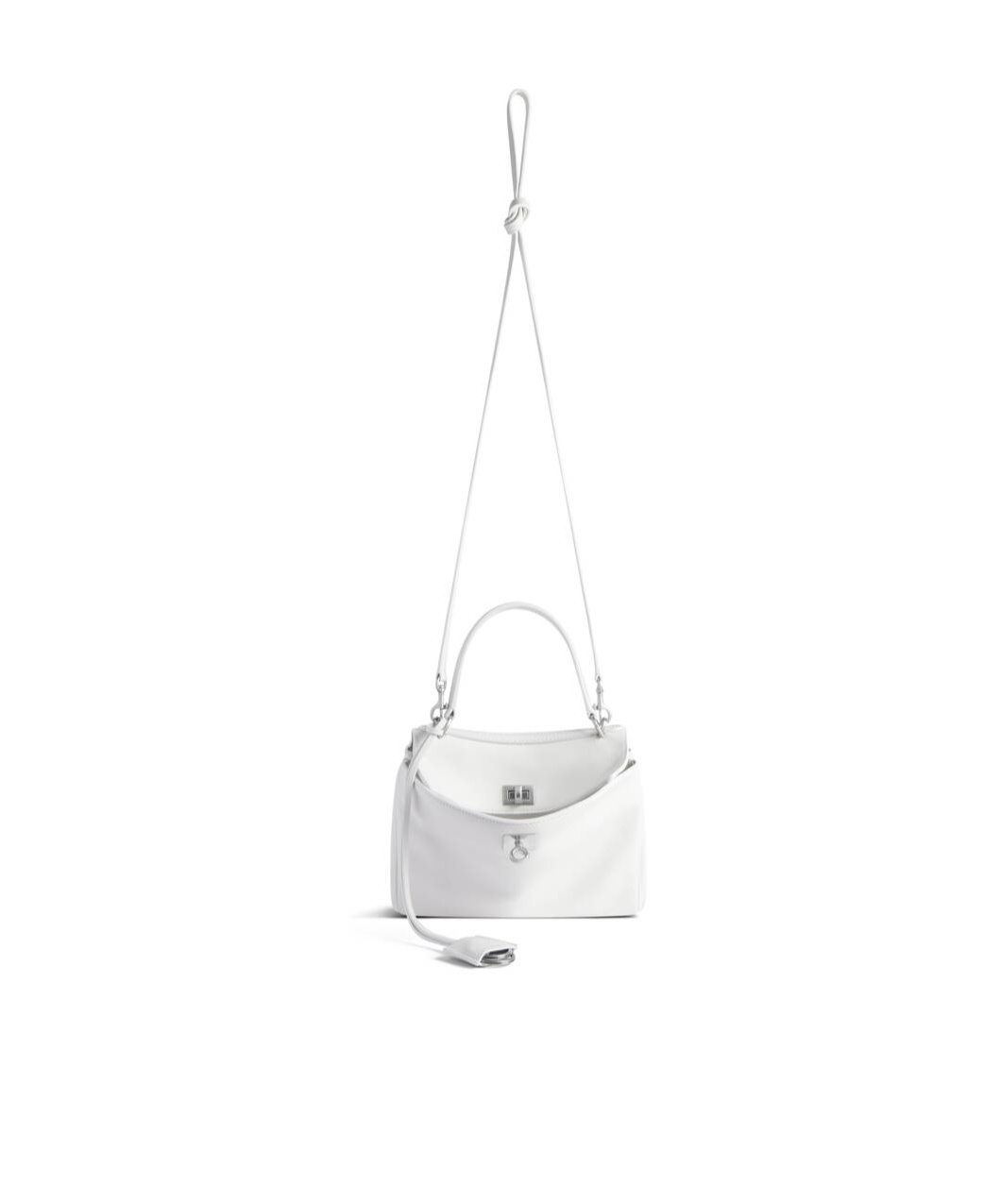 Balenciaga Mini Rodeo Leather Top Handle Bag In White