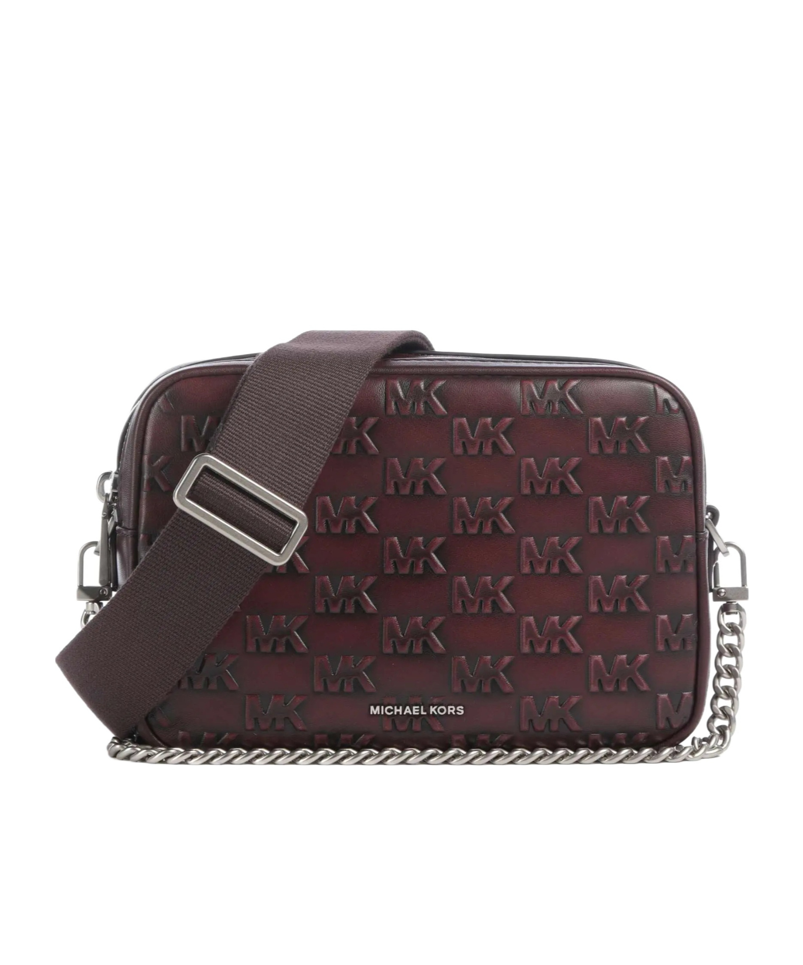 Michael Kors Logo-plaque Chain-strap Shoulder Bag In Burgundy