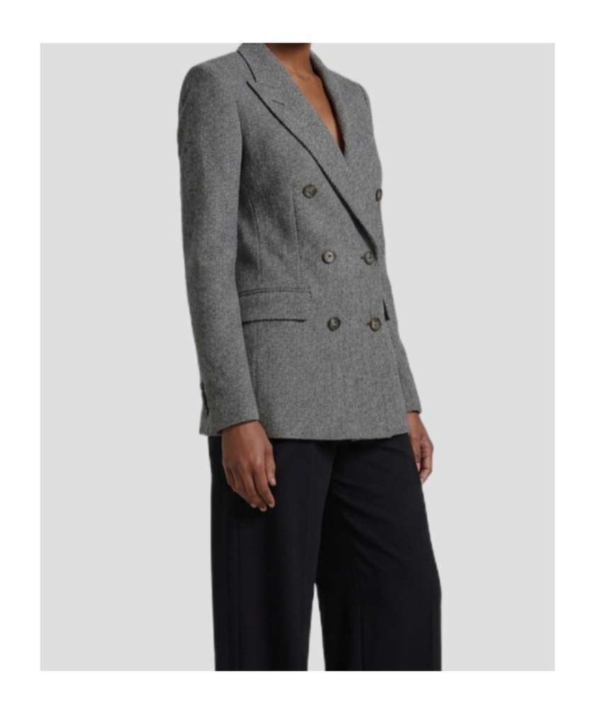 Tagliatore Paris Herringbone-pattern Double-breasted Blazer In Gray