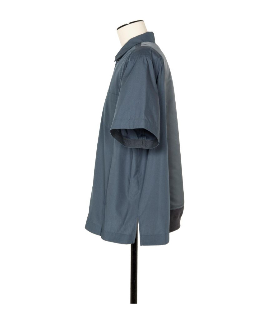 Sacai Short-sleeved Poplin Shirt In Gray