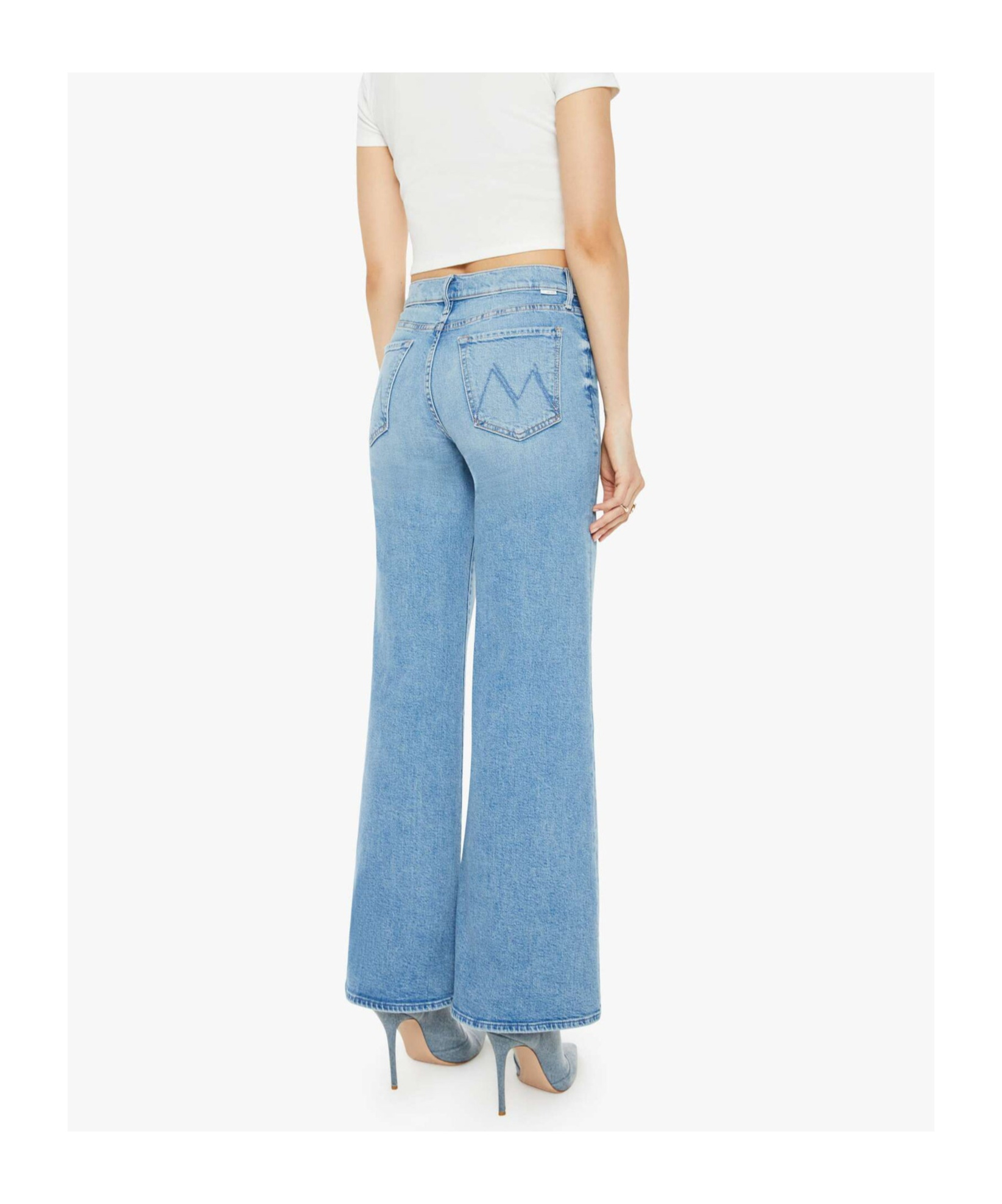 Mother Womens Horseback To Quarterback The Doozy Flared Straight-leg Mid-rise Stretch-denim Jeans In Blue