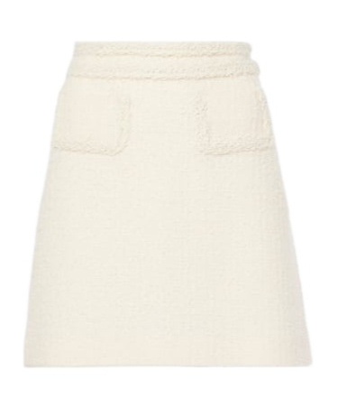 Giambattista Valli High-rise Wool-blend Tweed Miniskirt In White