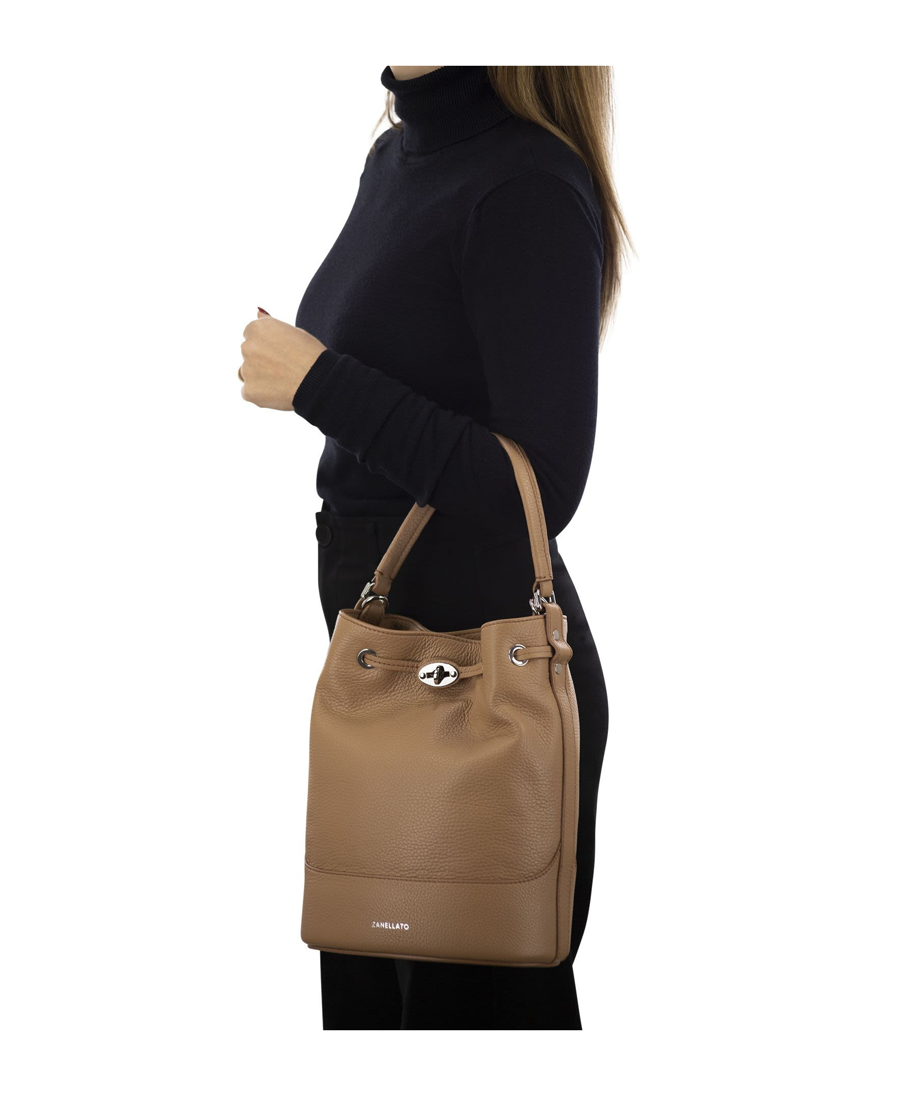 Zanellato Handle Shoulder Bag In Brown