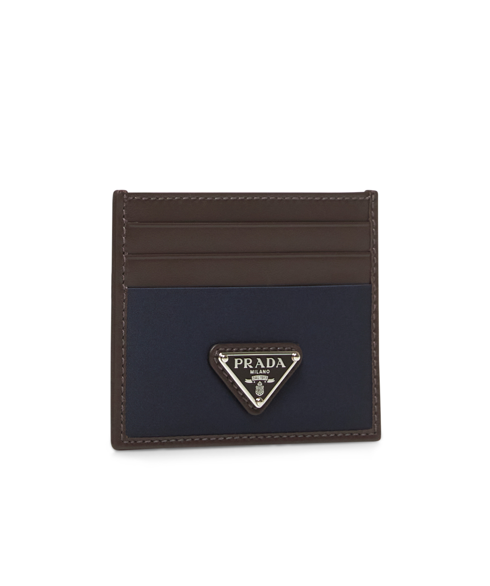 Shop Prada Re-nylon And Leather Card Holder In Black