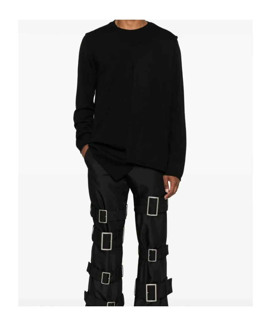 Comme Des Garçons Asymmetric Long Sleeve Knit Top In Black