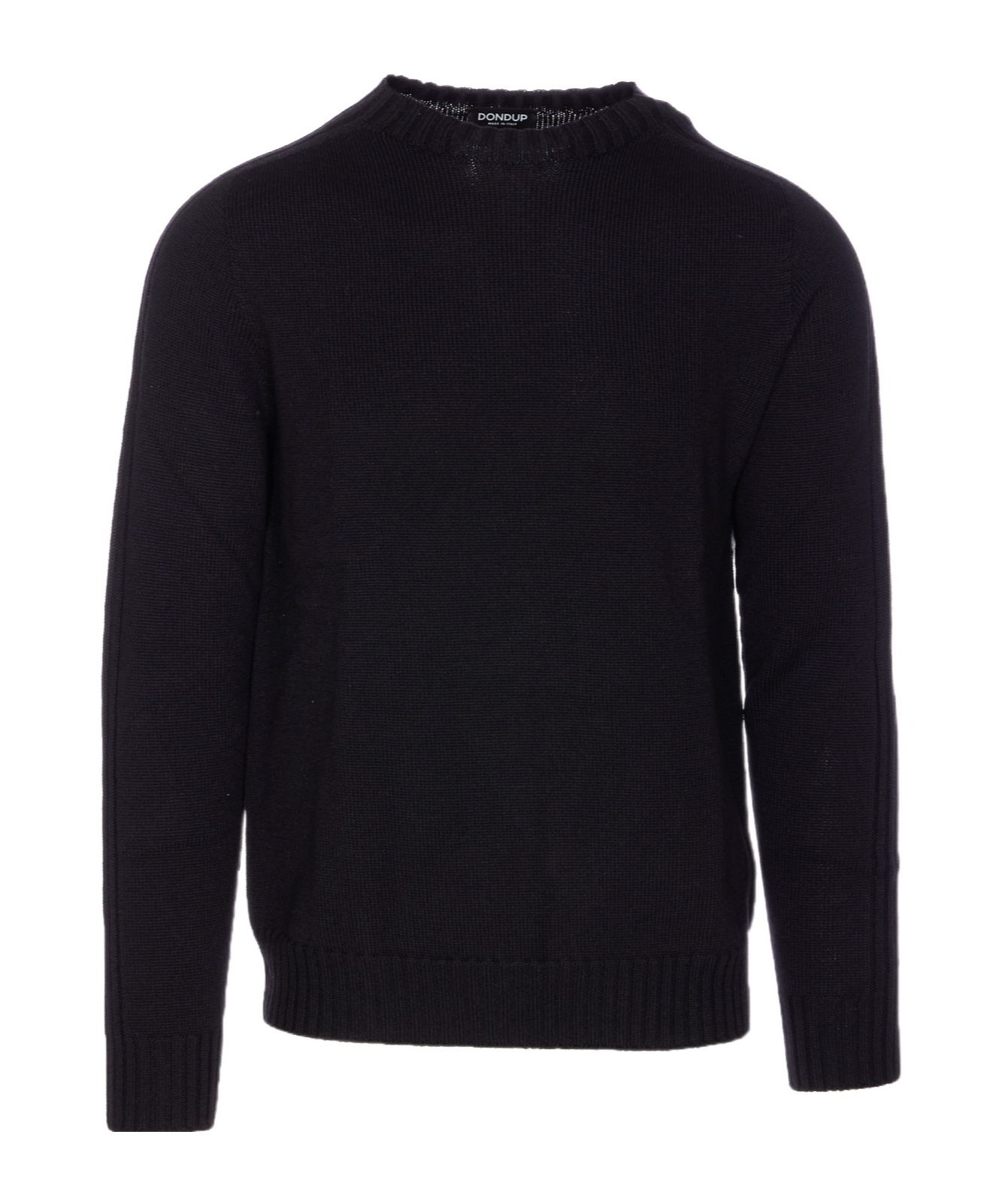 Dondup Crewneck Sweater With Ribbed Collar And Cuffs In Black