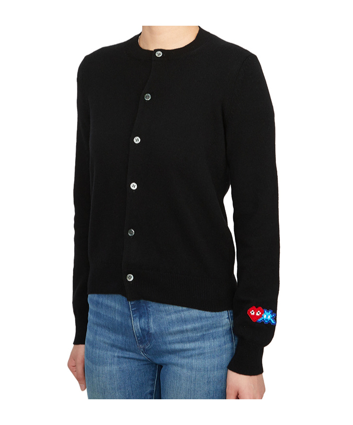 COMME DES GARÇONS PLAY LOGO-PATCH WOOL CARDIGAN