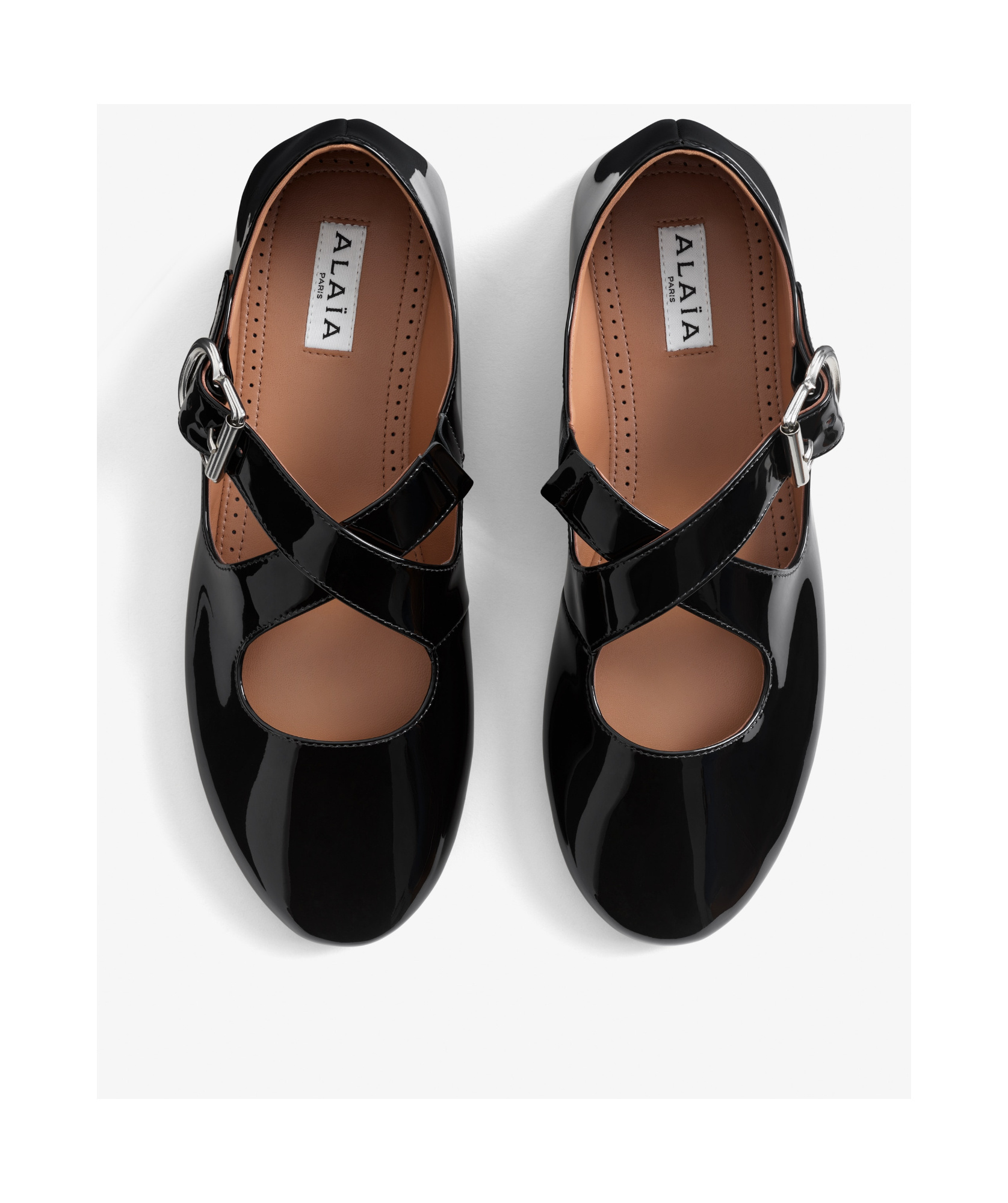 Alaïa Cross-belt Ballet Flat Shoes In Black