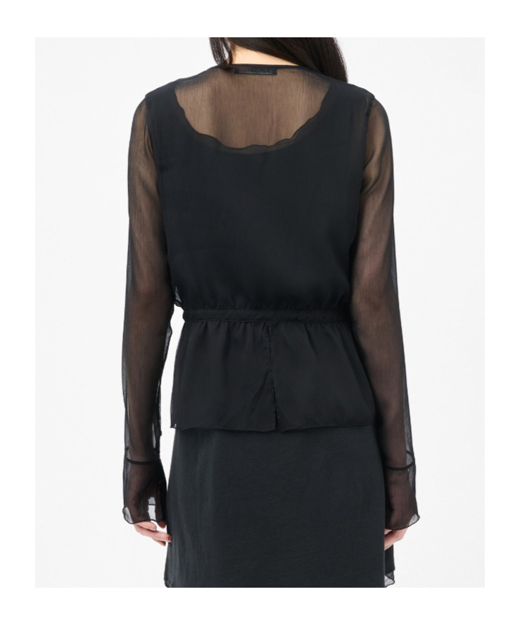 Our Legacy Sheer Lightweight Blouse With Cinched Waist In Black
