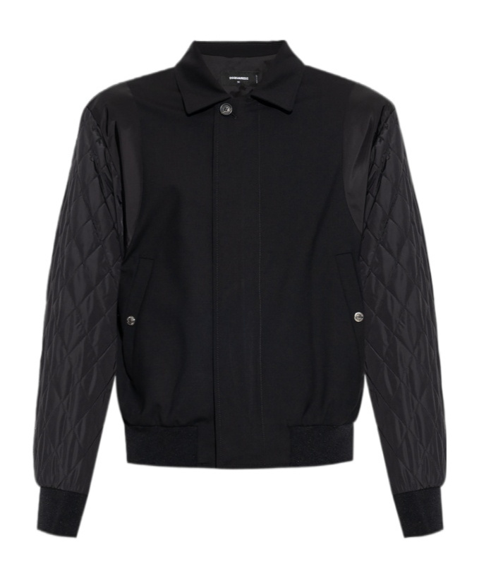 Dsquared2 Quilted-sleeve Bomber Jacket In Black