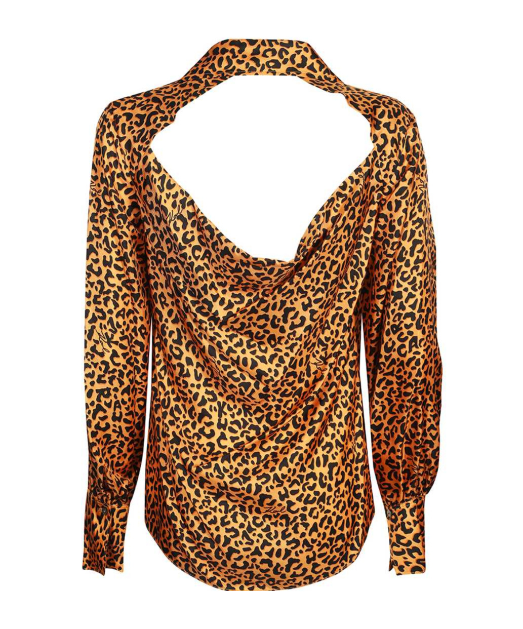 Shop Karl Lagerfeld Leopard-print Backless Silk Blouse In Brown
