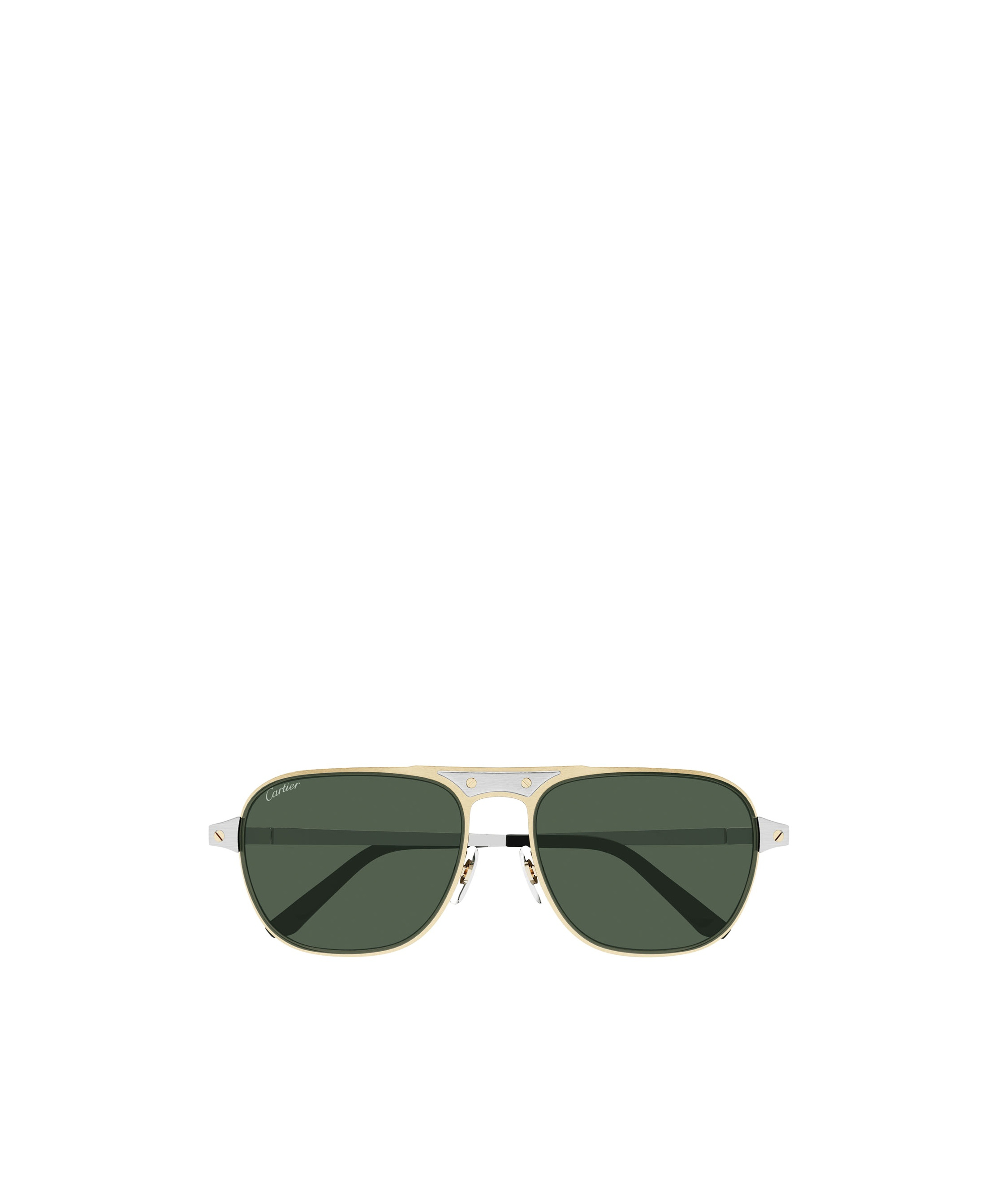 Cartier Santos Brushed Pilot Frame Sunglasses In Green