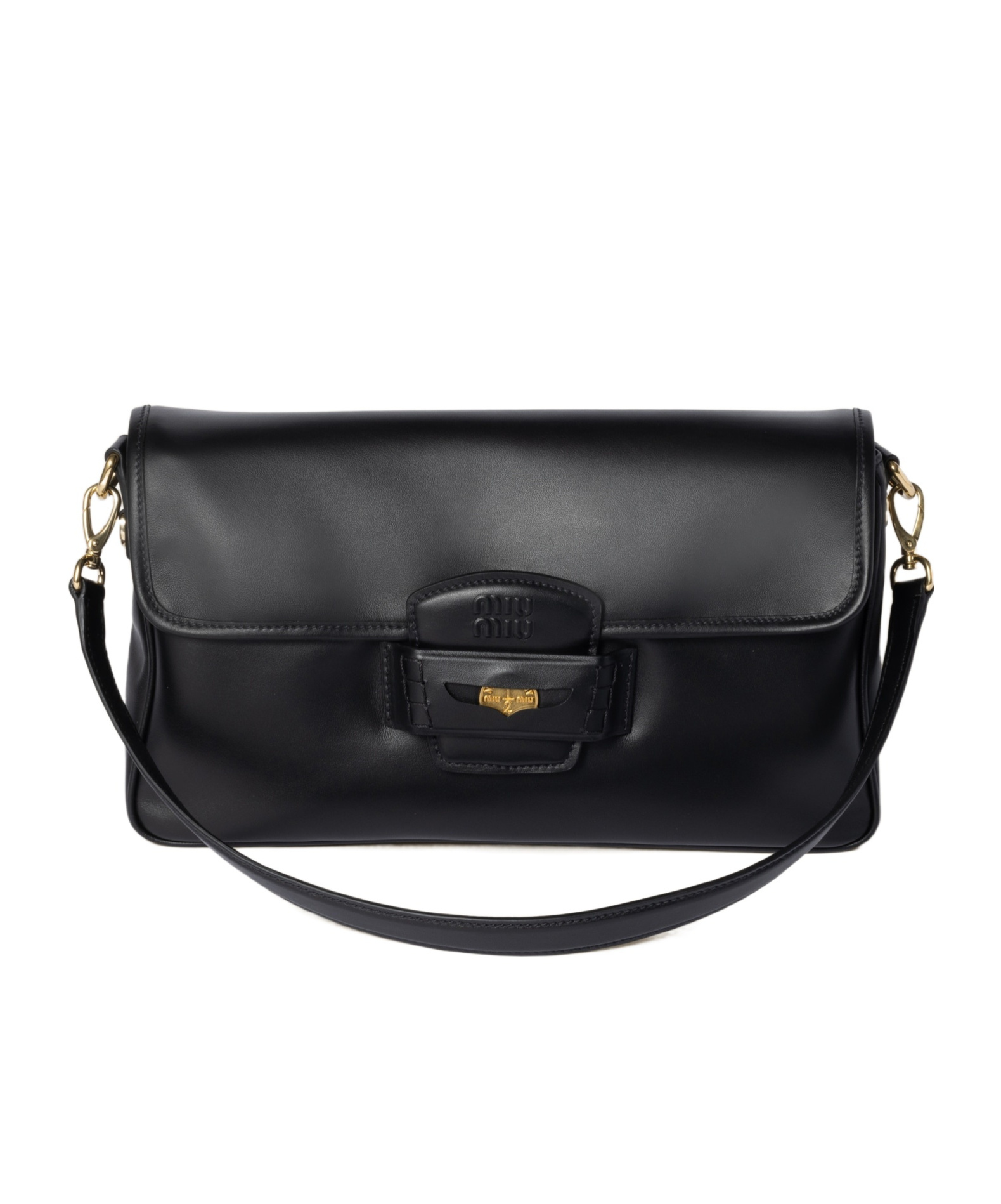 Miu Miu Penny Leather Bag In Black