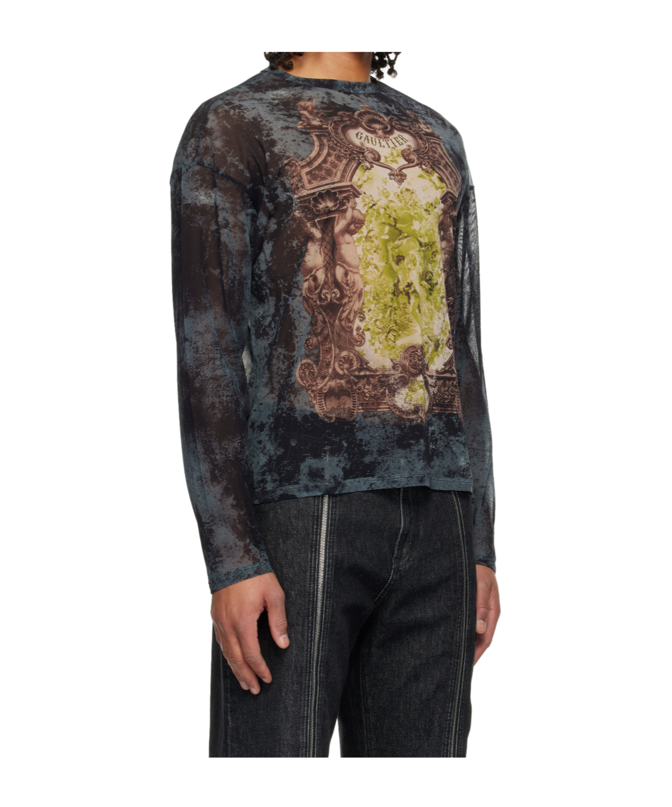 Jean Paul Gaultier Long-sleeved Top In Black