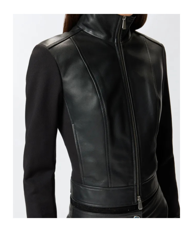 Pinko Long-sleeved Motorcycle Jacket In Black