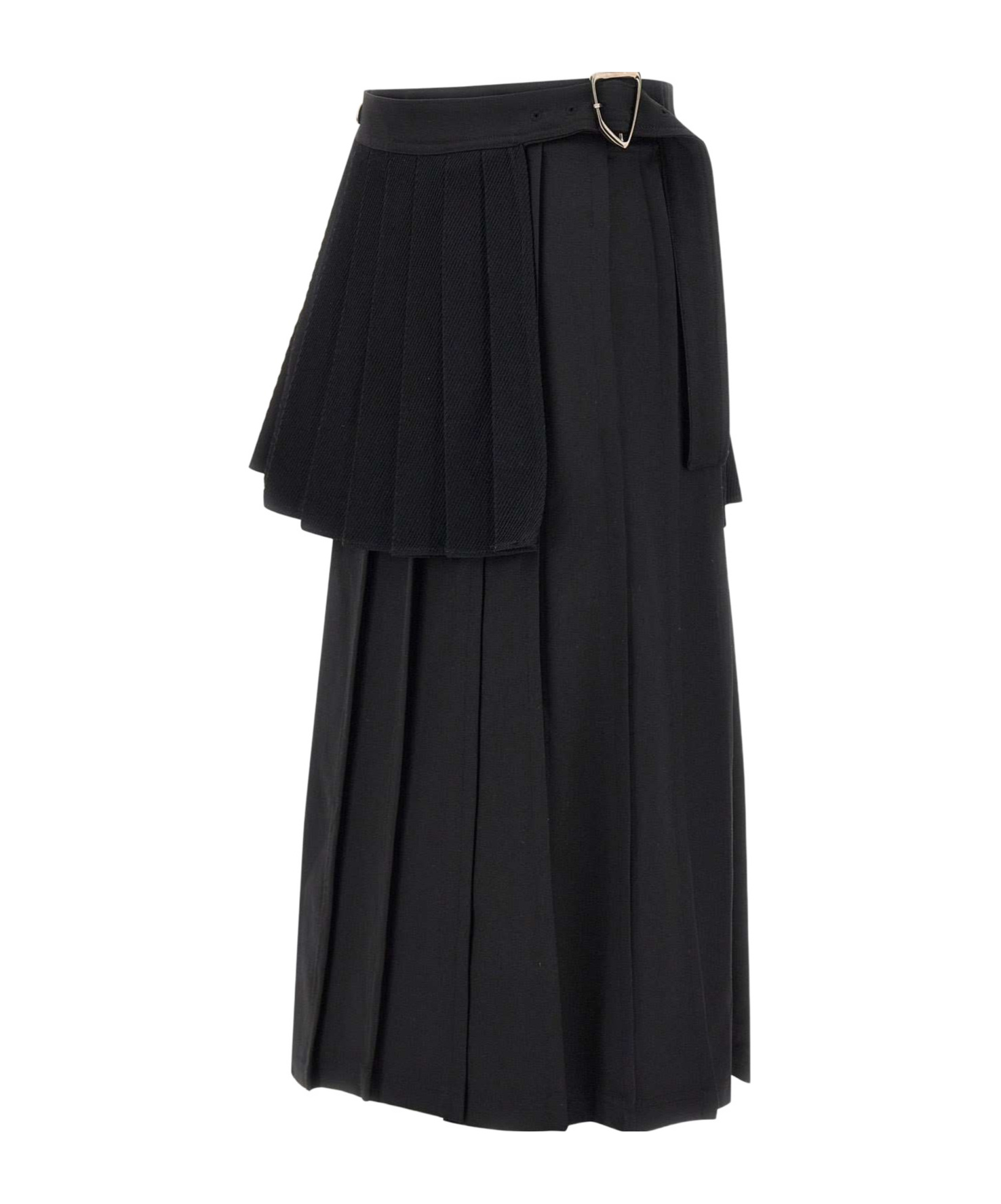 Andersson Bell Double Pleated Midi Skirt In Black