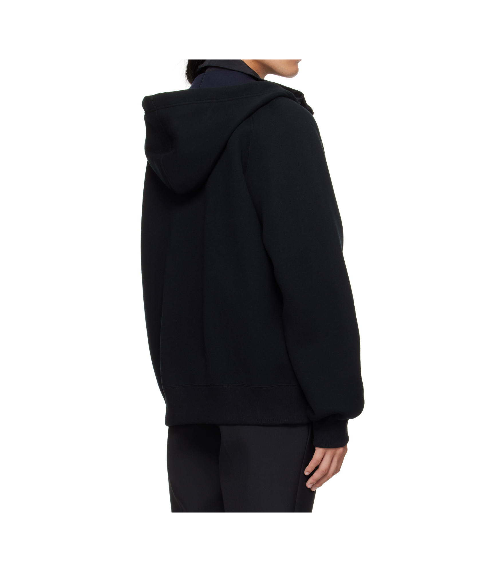 Sacai Mens Black Sponge Relaxed Cotton-nylon Blend Hoody In Black