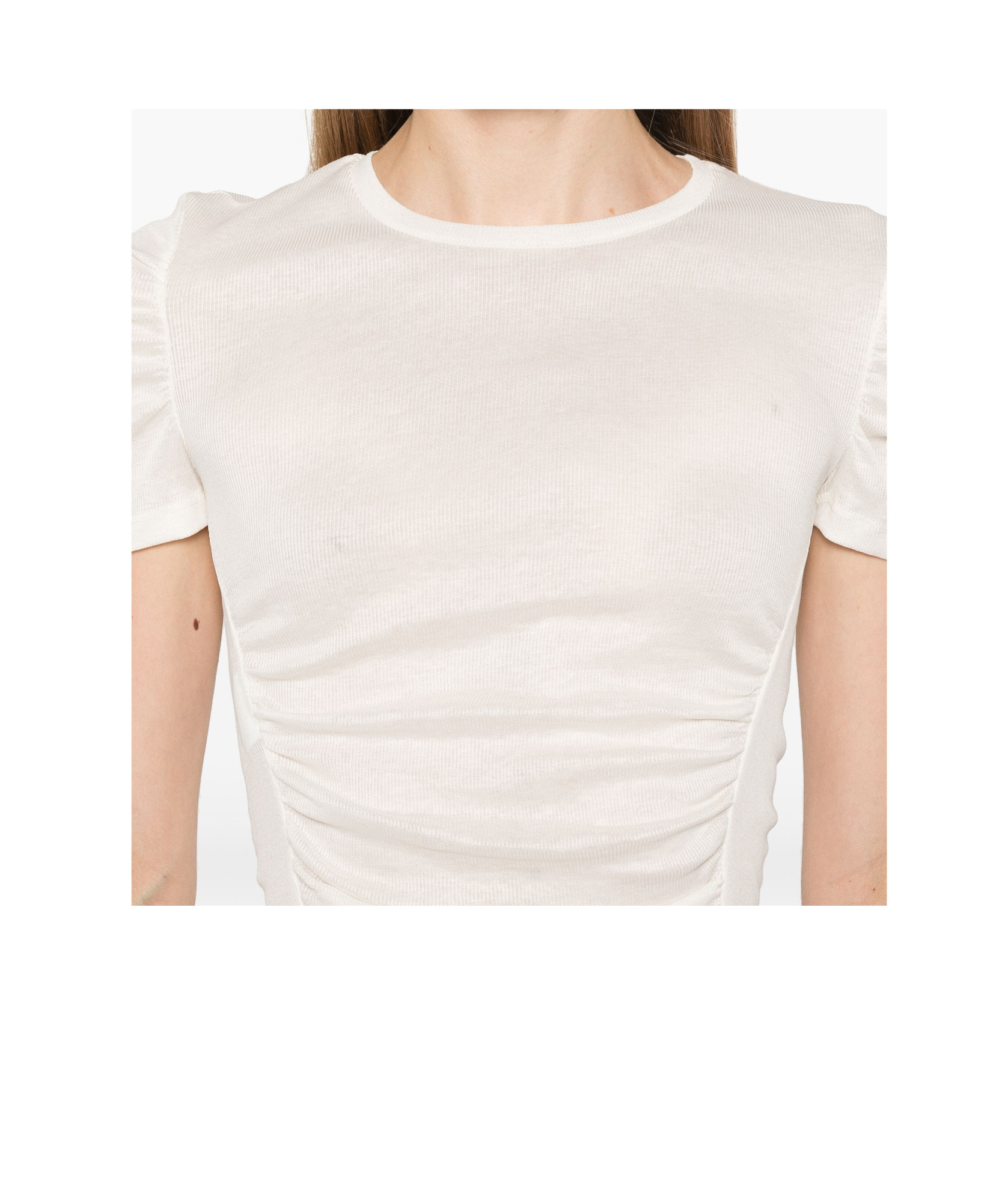 Pinko Ruched-detailing Crew Neck T-shirt In White