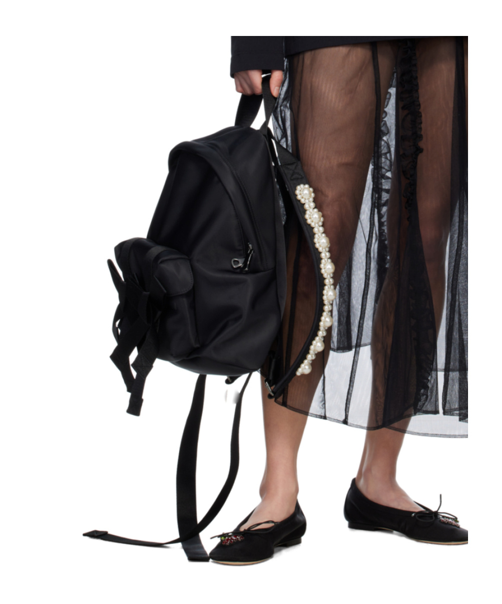 Simone Rocha Beaded Utility Bow Backpack In Black