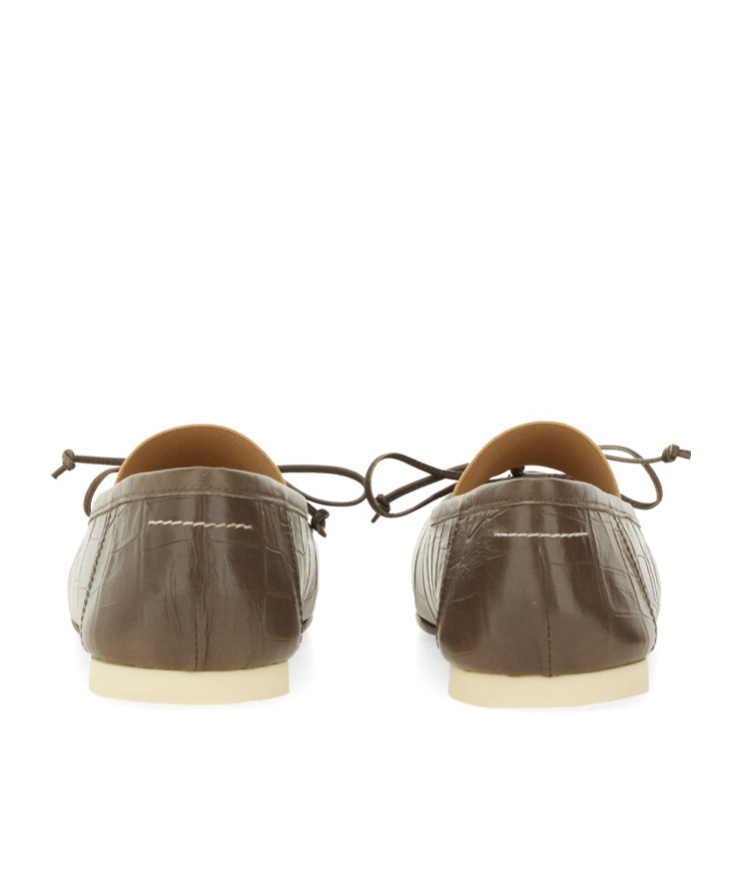 Mm6 Maison Margiela Crocodile-effect Leather Ballerina In Brown