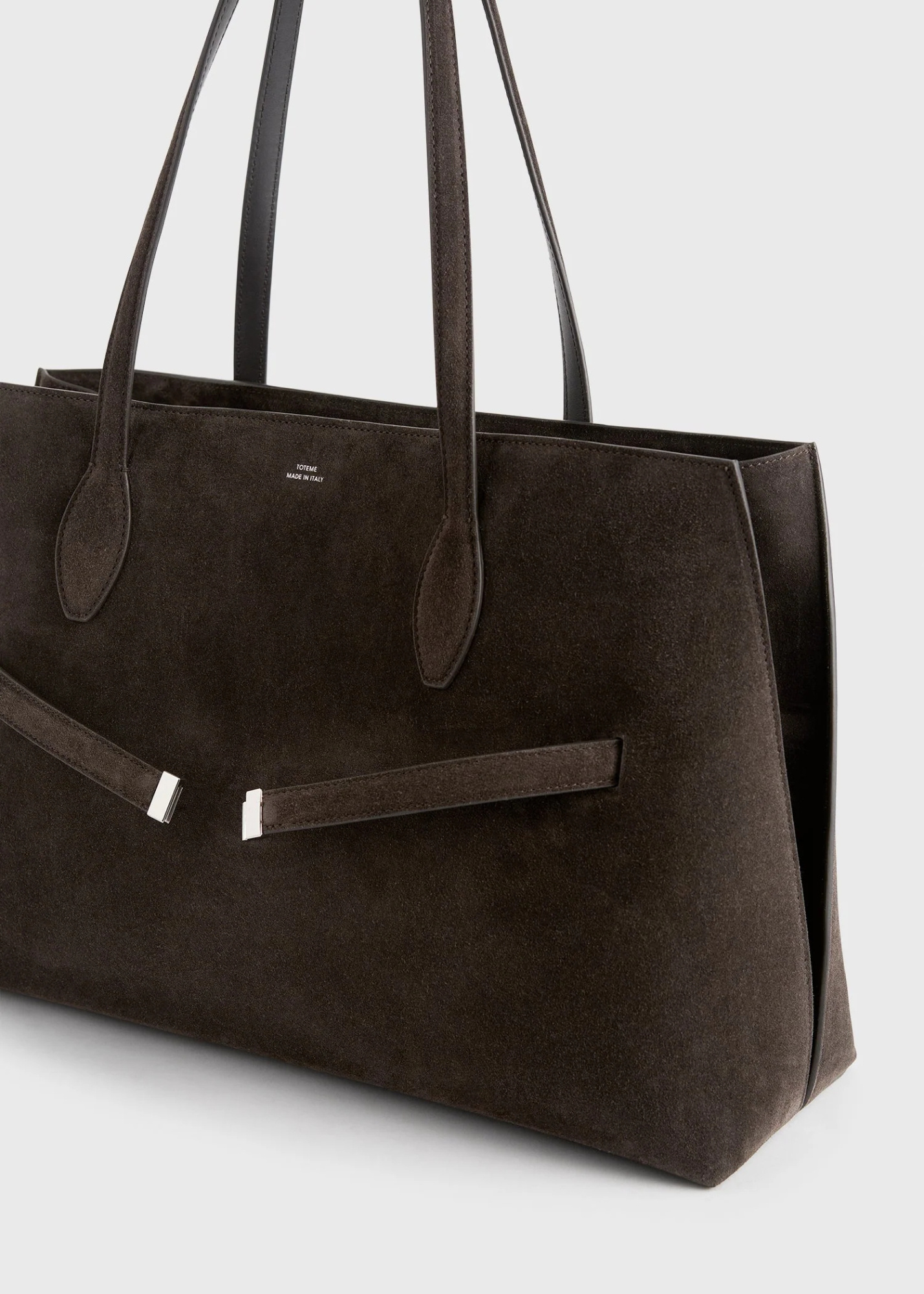 Totême Lounge Large Leather-trimmed Suede Tote In Brown