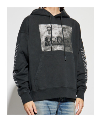 44 Label Group Print-detail Drawstring Hoodie In Black